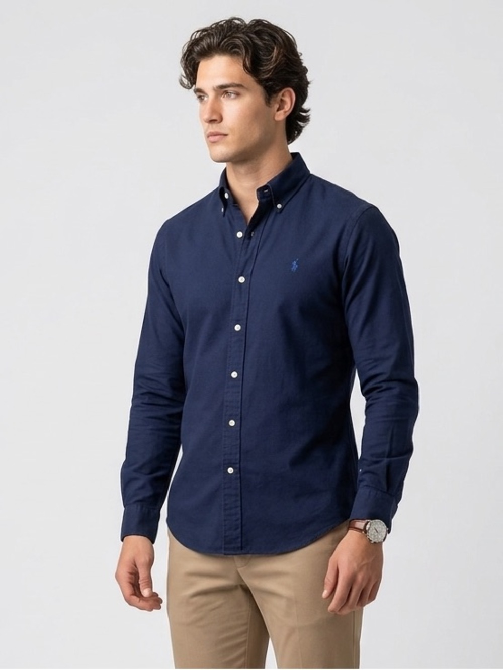 108 RALPH LAUREN Men's Cotton Blake Classic Fit Button Down Shirt - Navy, XL